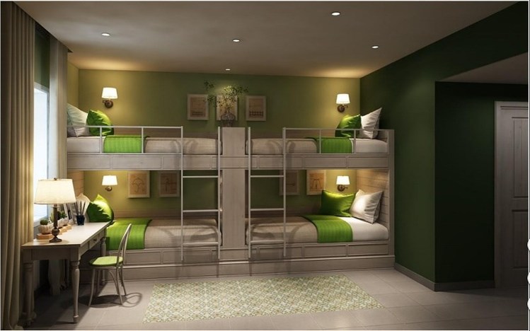 Phòng ngủ 4 giường đơn